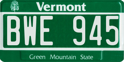 VT license plate BWE945