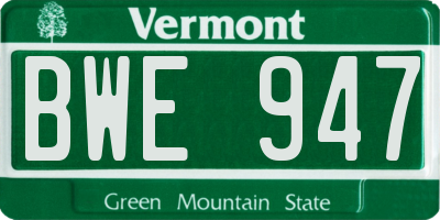 VT license plate BWE947
