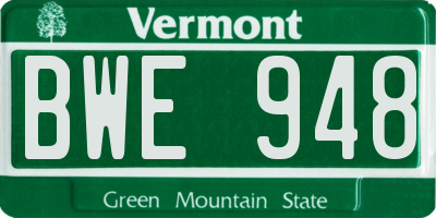 VT license plate BWE948