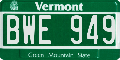 VT license plate BWE949