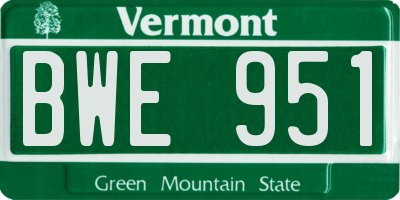 VT license plate BWE951