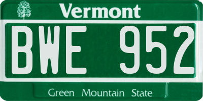 VT license plate BWE952