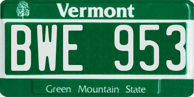 VT license plate BWE953
