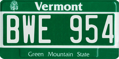 VT license plate BWE954