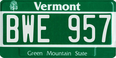 VT license plate BWE957