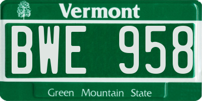 VT license plate BWE958