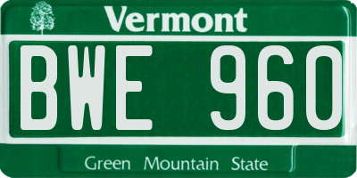 VT license plate BWE960
