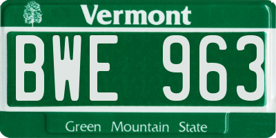 VT license plate BWE963