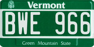 VT license plate BWE966