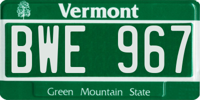 VT license plate BWE967