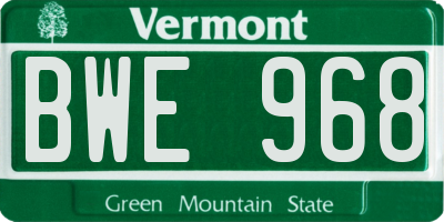 VT license plate BWE968