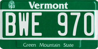 VT license plate BWE970