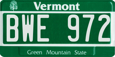 VT license plate BWE972