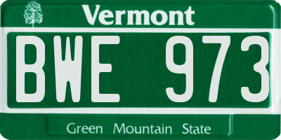 VT license plate BWE973
