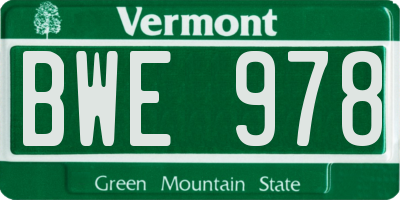 VT license plate BWE978
