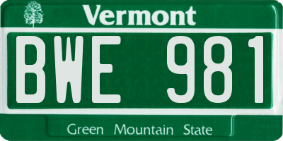 VT license plate BWE981