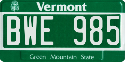 VT license plate BWE985