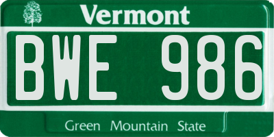 VT license plate BWE986