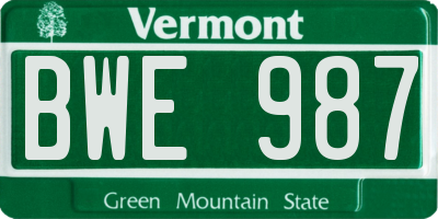 VT license plate BWE987