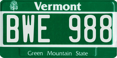 VT license plate BWE988