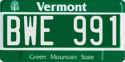 VT license plate BWE991