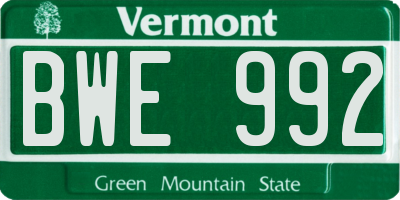 VT license plate BWE992