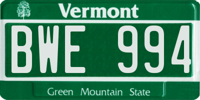 VT license plate BWE994