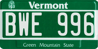 VT license plate BWE996