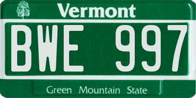 VT license plate BWE997