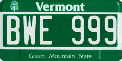 VT license plate BWE999