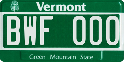 VT license plate BWF000