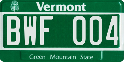 VT license plate BWF004