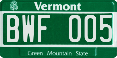 VT license plate BWF005