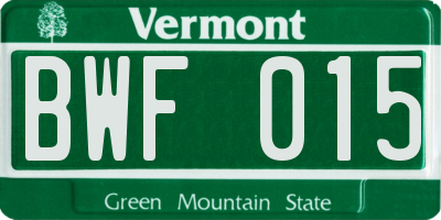 VT license plate BWF015