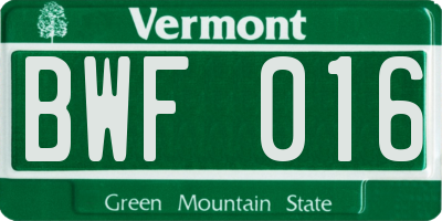 VT license plate BWF016