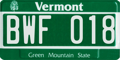 VT license plate BWF018