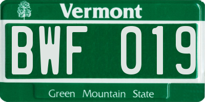 VT license plate BWF019
