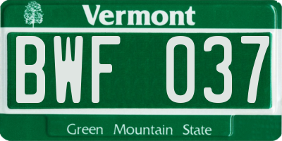 VT license plate BWF037