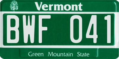 VT license plate BWF041
