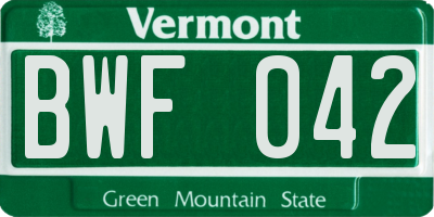 VT license plate BWF042
