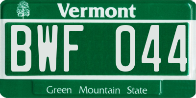 VT license plate BWF044