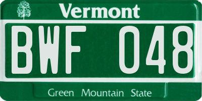 VT license plate BWF048