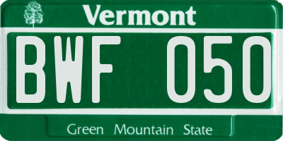 VT license plate BWF050