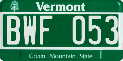 VT license plate BWF053