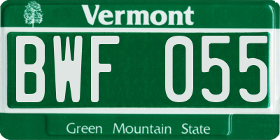 VT license plate BWF055