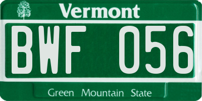 VT license plate BWF056