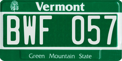 VT license plate BWF057