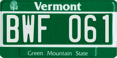 VT license plate BWF061