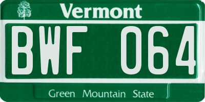 VT license plate BWF064