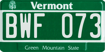 VT license plate BWF073